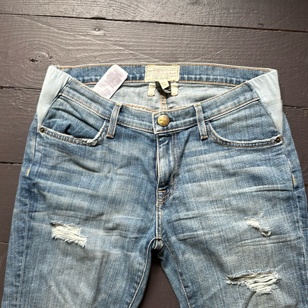Hatch for Current/Elliott denim under belly 27” 0 skinny ankle jeans distressed